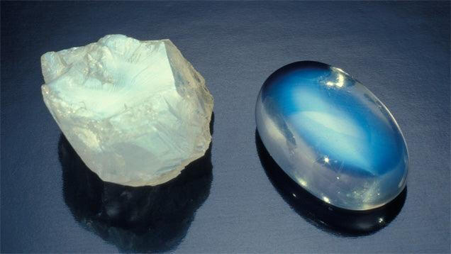 Natural Moonstone v. Polished